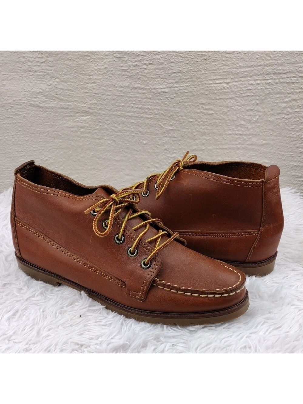 Eastland Seneca Brown Leather Almond Toe Lace Up Moccasin Chukka Ankle Boot